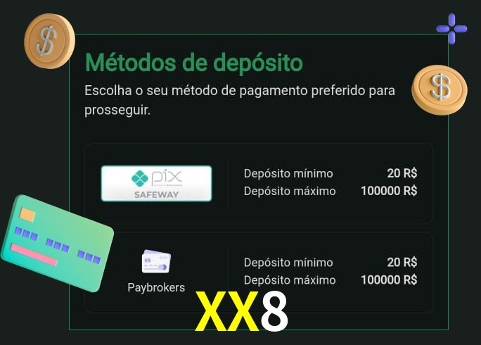 O cassino XX8 oferece uma grande variedade de métodos de pagamento